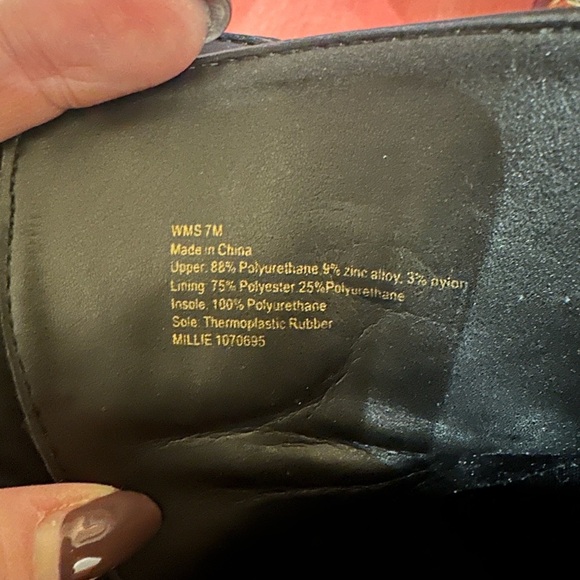 Black Faux Leather combat boots with gold/silver chain! - Picture 5 of 6